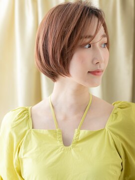カバーヘア ブリス 上尾西口店(COVER HAIR bliss) オレンジベージュ細めハイライト美髪マッシュボブY上尾20代30代