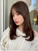 ローレイヤーカット/ヘーゼルグレージュ/小顔ラウンドバング1
