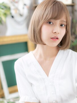 カバーヘアアンドスパ ブリス 浦和(COVER HAIR&SPA bliss) 斜めバングくすみベージュ切りっぱなしボブh4浦和10代20代