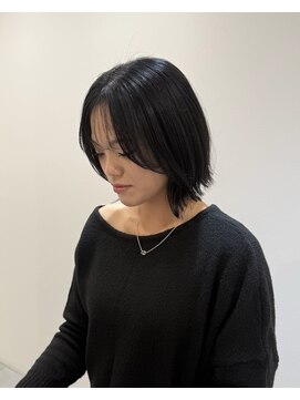 bluegray【暗髪/レイヤーボブ/トーンダウン/ブルーグレイ/艶感】