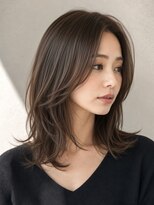 ロティー 天神(loty)&nbsp;レイヤー ミディアム 顔周りカット 白髪染め 透明感 40代50代
