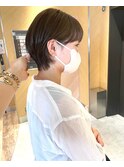 *小顔マッシュショート 丸み シアグレージュ 三宮美容室