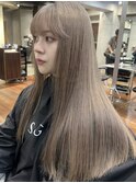 ミディアムヘアグレージュカラーデザインカラーシルキーベージュ
