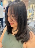 髪質改善グレージュカラーカーキベージュレイヤーロング錦糸町