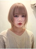 ハイトーン ボブ ブリーチ ダブルカラー レイヤー ウルフカット