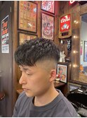 スキンフェード×スパイラルパーマ