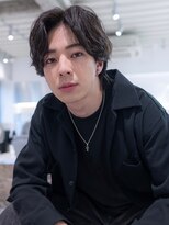 ハバナ 渋谷(HAVANA)&nbsp;メンズ波巻きセンターパート韓国風黒髪ツーブロックマッシュ