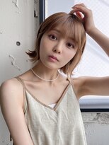 エトラ 渋谷店(etora) 前髪 外ハネボブ くびれヘア アプリコットオレンジ"