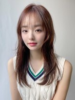 エトラ 渋谷店(etora) 韓国ヘア レイヤーカット くびれヘア アプリコットオレンジ"