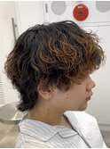 渋谷シャドウパーマメンズボブウルフカット緩めスパイラルパーマ