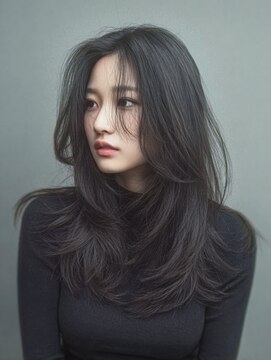 ダル 渋谷/表参道(DAL.) ハッシュカットバタフライカットダークブラウンカーテンバング