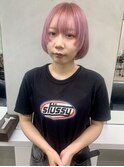 【.eer/ディア】顔周りレイヤー切りっぱなしボブ/ピンクベージュ