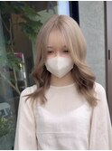 ホワイトベージュ ハイミルクティー  シースルーバング
