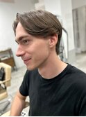 メンズセンターパートショートクセ毛20代30代眉カット