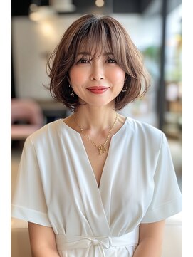 アヴァンス プロデュース バイ エガオ 大阪梅田店(AVANCE. PRODUCED by EGAO) 大人世代のボブ【50代60代髪型AVANCE】白髪ぼかしハイライト