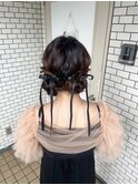 ツインヘア お団子 リボン 参列ヘア イベントヘア ライブヘア