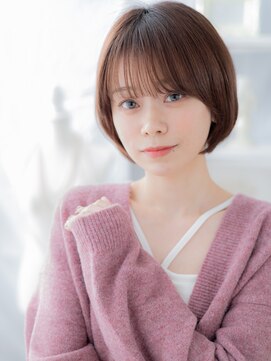 カバーヘア 上尾西口店(COVER HAIR) ツヤ感ミルクティーピンク小顔丸みショートTc4上尾20代30代40代