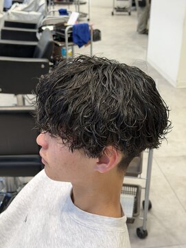 オーシャントーキョー 仙台(OCEAN TOKYO) シャドウパーマショートマッシュツーブロック韓国スパイラル黒髪