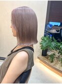 切りっぱなしボブタッセルボブブリーチカラーラベンダーベージュ