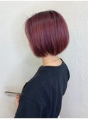 【reir下北沢】*ワンサイドショートボブ+バーガンディ