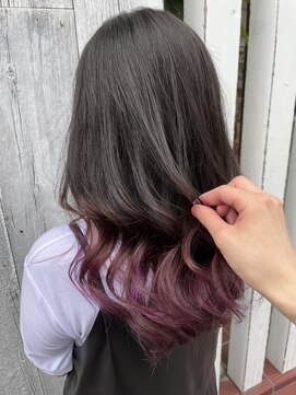 アン(Hair make un) 【グラデーションカラー】ラベンダーピンクグラデーションカラー
