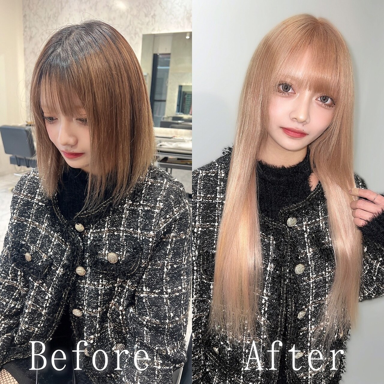 ピンクブロンド#シールエクステ#ピンクベージュ#韓国#札幌：L209958960