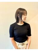 外ハネボブ/前髪カット/グレージュカラー