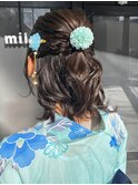 浴衣ヘアセット/浴衣ヘアアレンジ/浴衣着付け/花火着付け