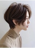 ☆ダークパープルナチュラルショートミルクブラウン髪質改善ボブ