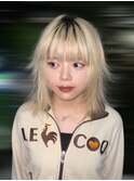 14381ブリーチ＆ダブルカラーホワイトブロンドハイトーンカラー