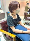 *滝田*ピンクブラウン吉祥寺似合わせショートカットボブレイヤー