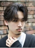 センターパートフェザーパーマシャドウパーマメンズパーマ
