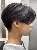 メンズセンターパートウルフセンターパートニュアンスパーマ襟足