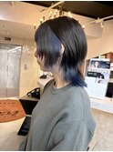 ウルフカット×インナーカラー/ブリーチ/寒色カラー/心斎橋/難波
