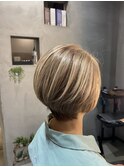 40代　ショート　明るい白髪染め