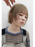 ベージュカラーボブレイヤーワイドバングシアーベージュ