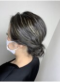 アッシュグレー_マロンベージュ Aラインボブ かきあげ
