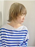 ペールベージュ×ウルフbob
