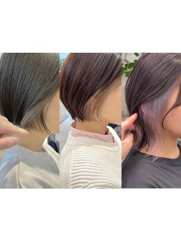 透明感×自然なハイライト/インナーカラーでナチュラルな大人の上品さを演出！【銀座/銀座ショートヘア】
