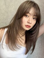 サイン 渋谷(SIGN)&nbsp;黒髪グレーベージュレイヤーロング前髪パーマ