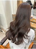 丸型卵形韓国顔まわりエアリーロング美髪ピンクブラウン渋谷