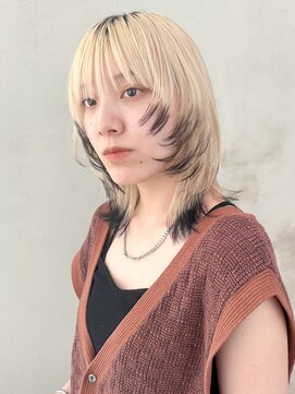 アルバム 銀座(ALBUM GINZA) ウルフレイヤーロング秋色くすみベージュ透明感カラー_ba472842