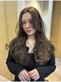 くびれヘアアプリコットオレンジ夏ハイライトカラー