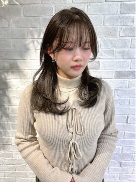 エイム(A-im) 顔周りレイヤー×オリーブブラウン ブリーチなし