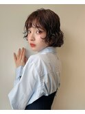 ウルフボブニュアンスパーマミニボブブリーチパーマ