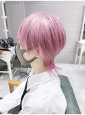 【DAYS 原宿】韓国風赤髪ホワイトピンク×ウルフ