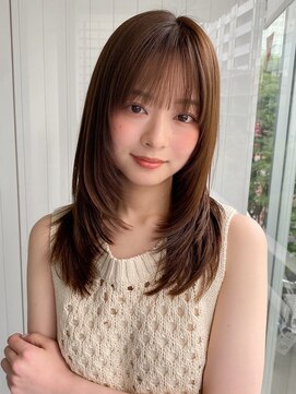 エトラ 渋谷店(etora) 小顔 前髪 ミディアムレイヤーカット ダークアッシュ "