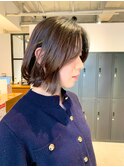 艶ブラウンカラー×少し長めボブ|大人女性に似合う定番スタイル