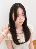 ミディアムハッシュカットグレージュデザインカラー［用賀］