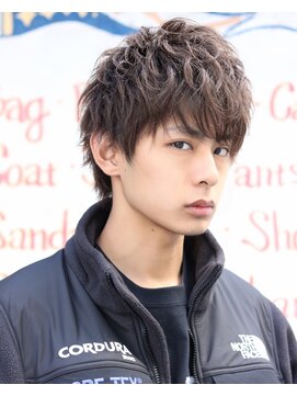 ネイビー(NAVY) 無造作ショートフェザーマッシュ【スパイラルCカールパーマ】